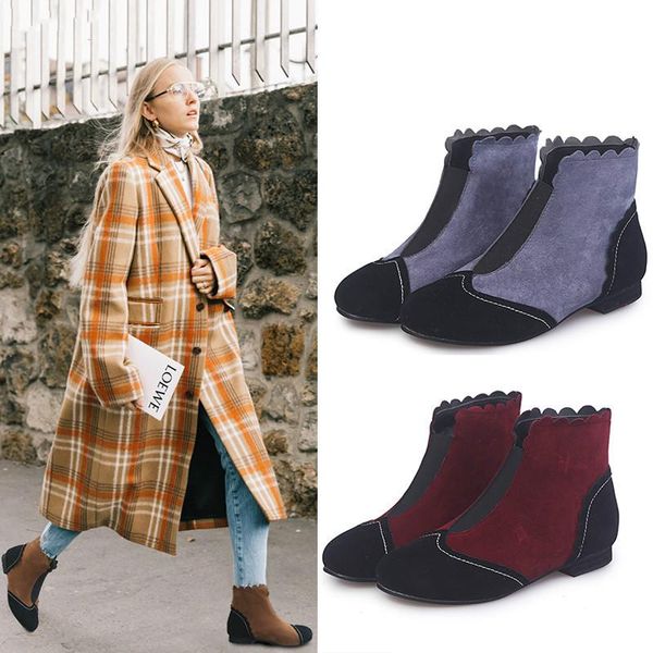 

boots 2021 women's flock winter shoes foreign trade large size 35-43 yards color ladies leather, Black