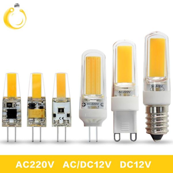 

bulbs 5pcs/lot lampada led g4 g9 e14 ac/dc 12v 220v 3w 6w 9w cob bulb lighting lights replace halogen spotlight chandelier