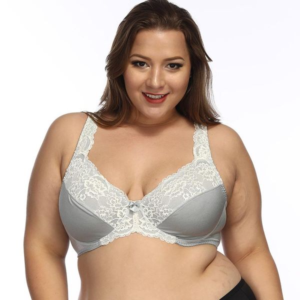 

women unlined full coverage bras plus size brassiere embroidery no-padded bra underwire bralette 32-52 ddd/f/ff/g/h cup, Red;black