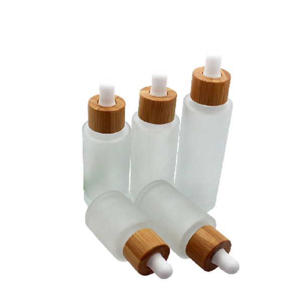 

storage bottles & jars 20ml 30ml 50ml 60ml 80ml bamboo wood lid rubber pipette vials empty white frost glass essential oil dropper packing b