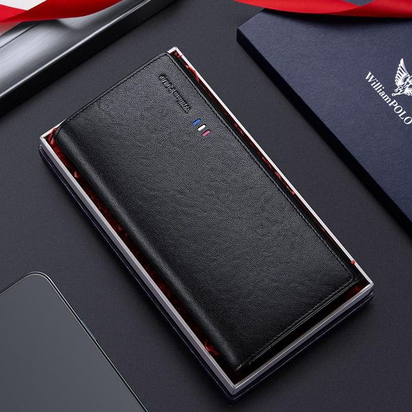 

wallets cowhide wallet men's long retro purse fashion mobile phone bag multi function card holder luxury coin zero, Red;black