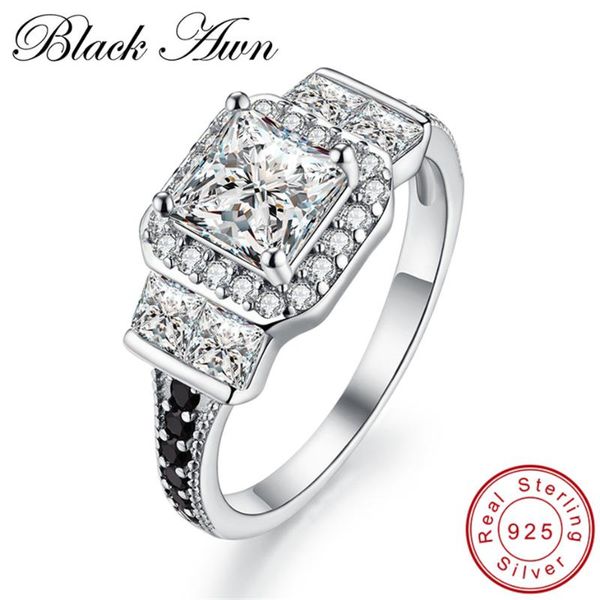 

Cluster Rings [BLACK AWN] Neo-Gothic Classic Band 925 Sterling Silver Jewelry Trendy Wedding For Women Engagement Ring C101, Golden;silver
