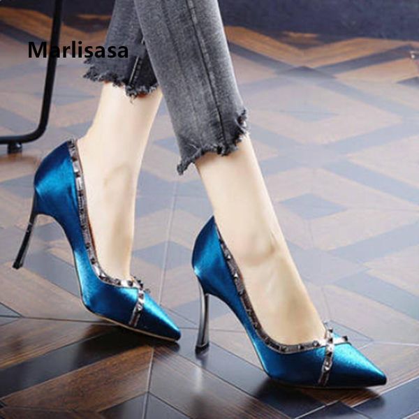 

dress shoes marlisasa women fashion rivet slip on party heel ladies casual black night club pumps & stiletto h5715
