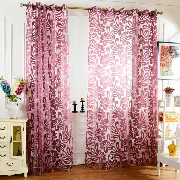 

curtain & drapes 40% droptulle thin breathable polyester flower pattern semi sheer window curtains for bedroom