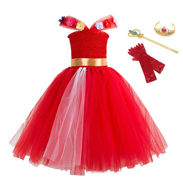 

Girl Princess Red Elena Kids Dress up Cosplay Costume Sleeveless Deluxe Red Kids Party Halloween Fantasy Elena Dress, Dress a
