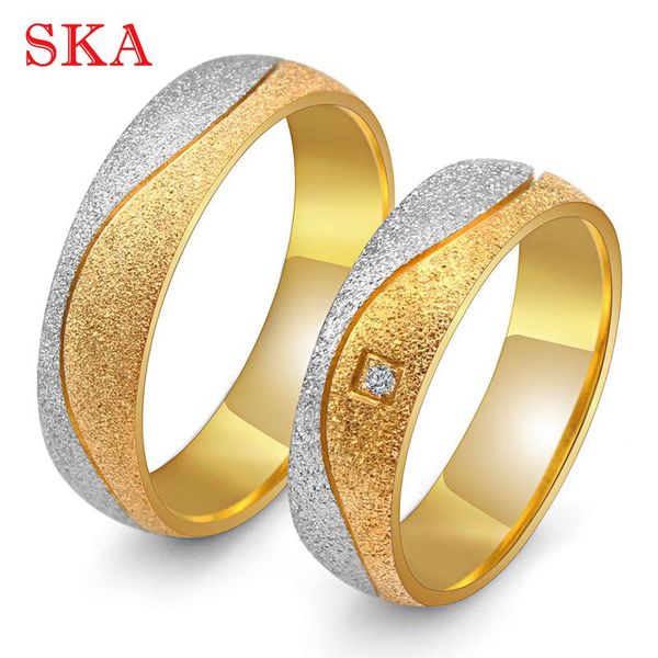 

wedding rings ska for women lovers' romantic jewelry men anillos personality titanium steel dull polish engagement women's ring tr, Slivery;golden