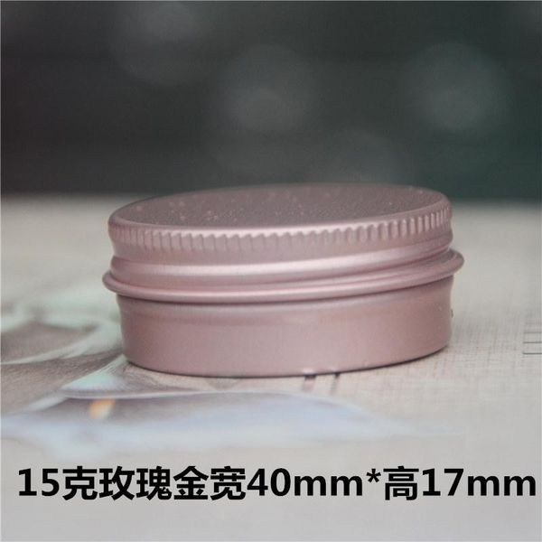 

storage bottles & jars 15ml/g durable screw thread cosmetic eyecream aluminum jar , rose gold nail decoration lip metal ti