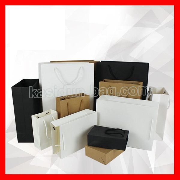 

shopping bags (100pcs/lot) 10 size available wholesale black white brown paper