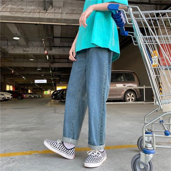 

2021 spring and summer new youth popular loose solid color jeans fashion casual all-match jeans light blue/dark blue/black