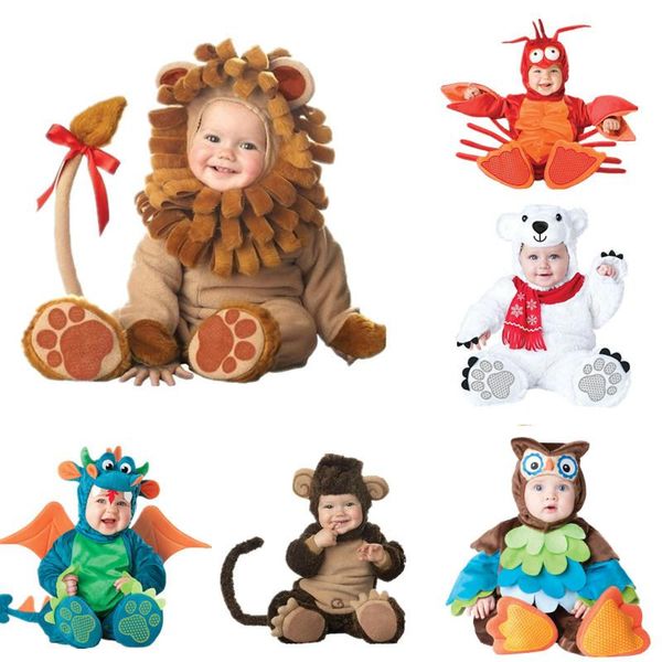 

footies baby boy girl rompers cartoon animal cosplay toddler carnival christmas halloween outfits kids costume jumpsuits clothes, Blue