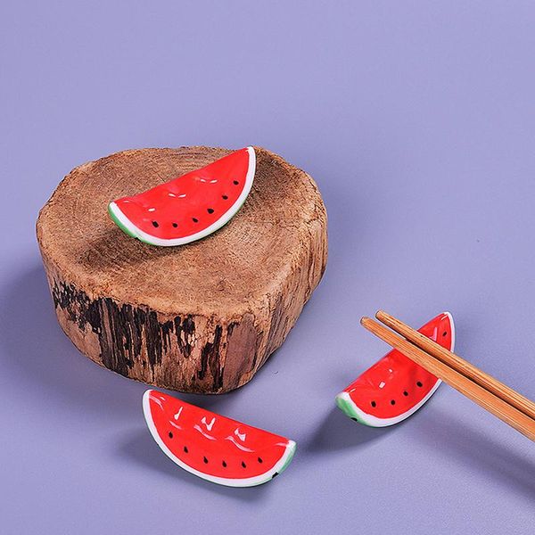

1pcs/set cute red watermelon/tomato ceramic decorative chopsticks holder rack spoon fork rest kitchen tableware