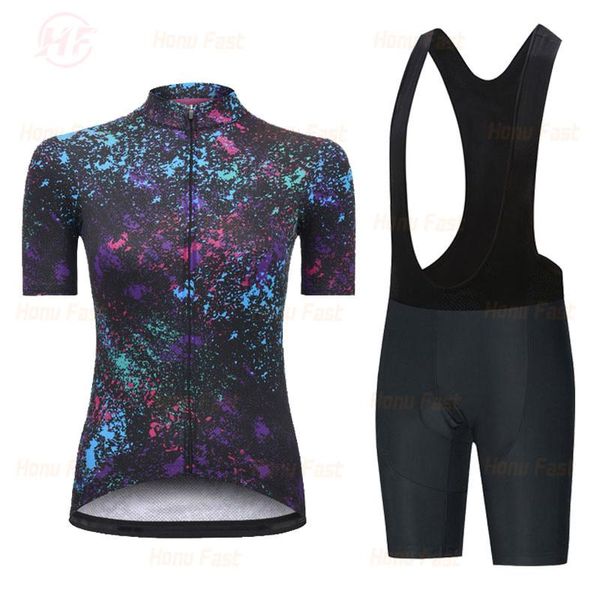 

racing sets ladies mtb cycling jersey suit women short-sleeved clothing quick-drying breathable ropa ciclismo sportswear 2021 summer, Black;blue
