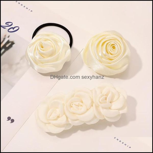 

hair clips & barrettes white cloth rose rope iretro romantic rregar geometric mti-layer petal flower clip for women party jewelry drop deliv, Golden;silver