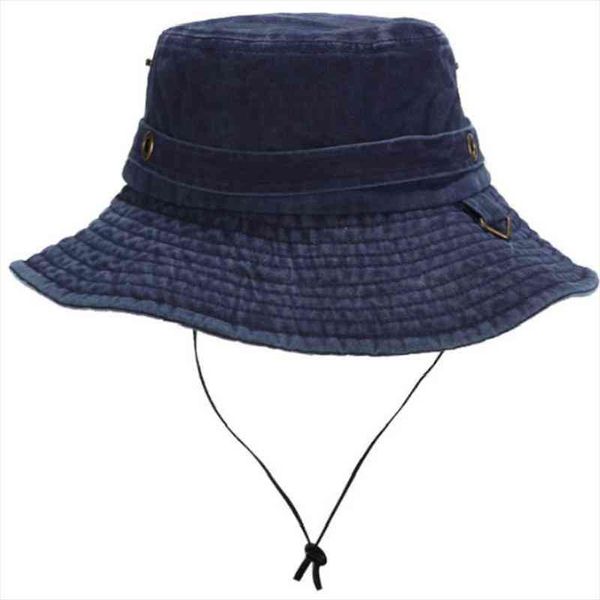 

wide brim washed cotton bucket hat with string outdoor fishing cap sports large brim fisherman sun hat summer men cap, Blue;gray