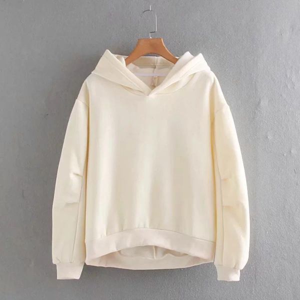 

women's hoodies & sweatshirts women fleece 2021 autumn winter solid loose thicken hooded sweatshirt casual jumper pullover, Black