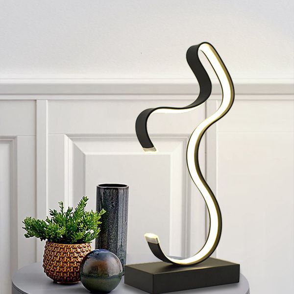 

2021 new simple and modern led spiral table curved cool bedside warm white to room light reading lighting m3k6