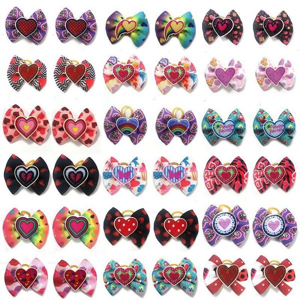 

dog apparel hair bows with rubber bands butterfly pet ties elastic band for puppy cats accessories