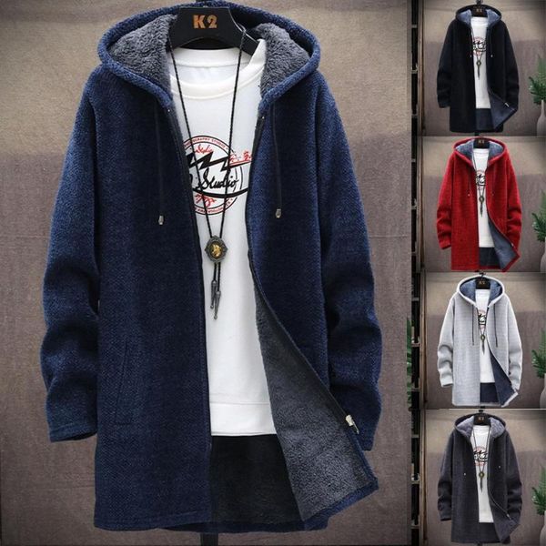 

men's long coat jacket outerwear hooded winter hoodie casual cold protection, Gray