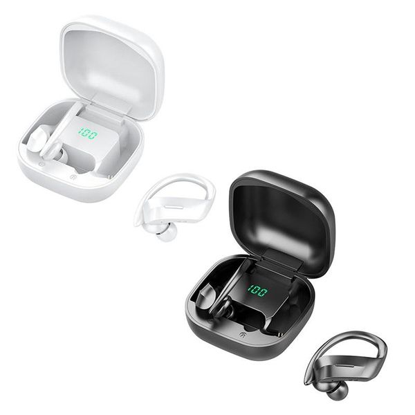 

tws bluetooth 5.0 earphones led display ear hook headphone stereo sports music gaming earbuds with charging case