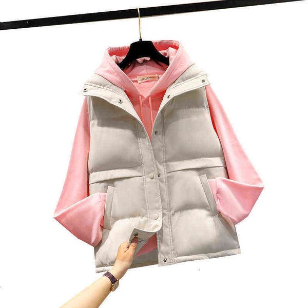 

2021 autumn cotton cardigan simple hoodless korean blue single breasted solid color stand collar temperament commuter vest, Black;white
