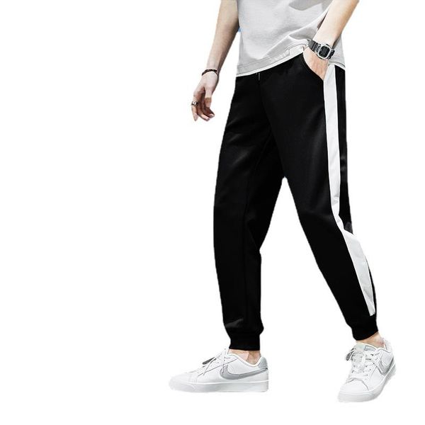 

men's pants summer men's spring and autumn loose casual fashion trend nine point sports leg, Black