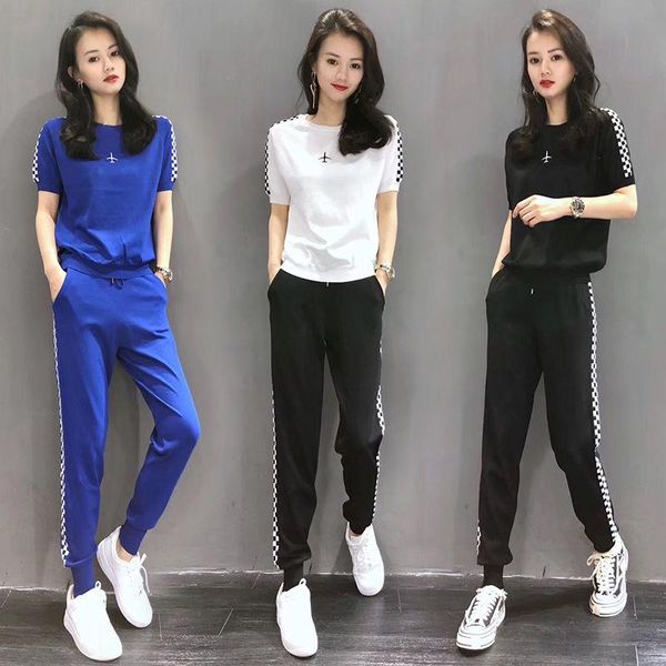 

women's two piece pants ice silk sportswear set summer 2021 fashion leisure, White