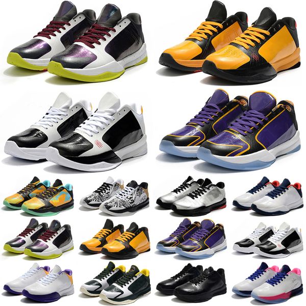 

classic men outdoor shoes mamba 5 v hall of fame multi color metallic gold sports trainers sneakers shoe size 40-46