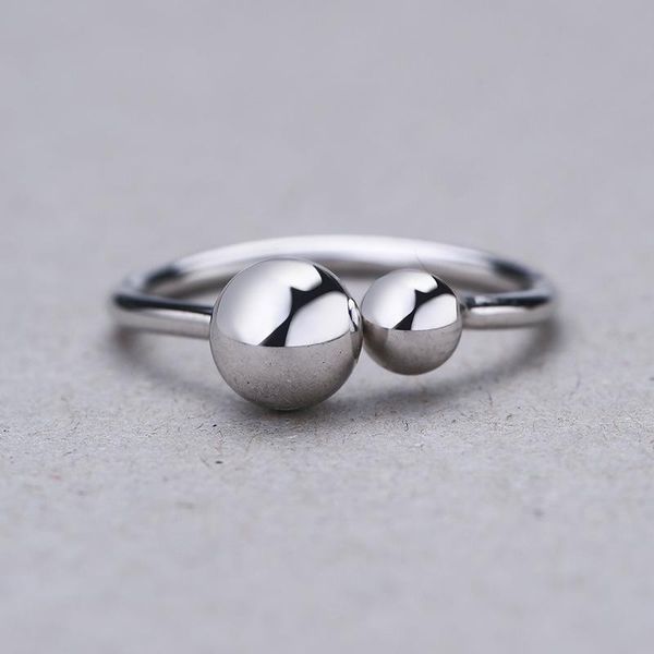 

wedding rings 100% real 925 sterling silver ball beads for women bridal anelli trendy jewellery party engagement anillos mujer, Slivery;golden