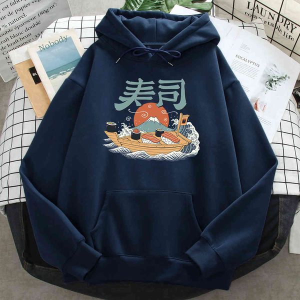 

men's and women's dalang sushi hoodie, harajuku casual sweater, wool pocket, autumn and winter, Black
