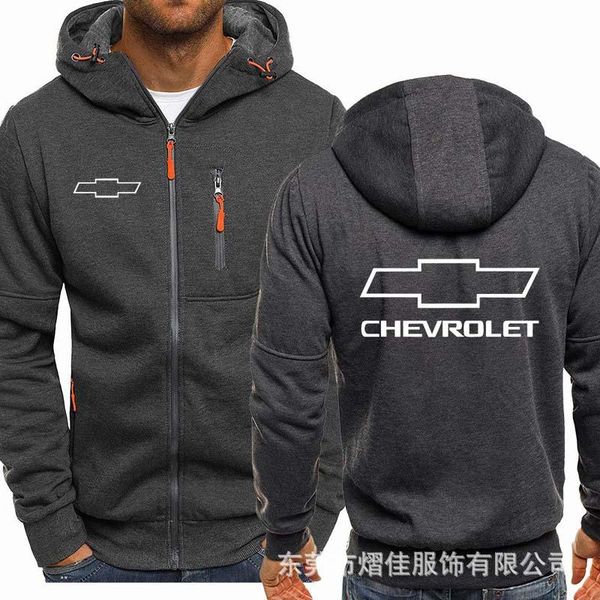 

men's hoodies & sweatshirts chevrolet men zipper hoodie clothes fleece riding jackets coat harajuku, Black
