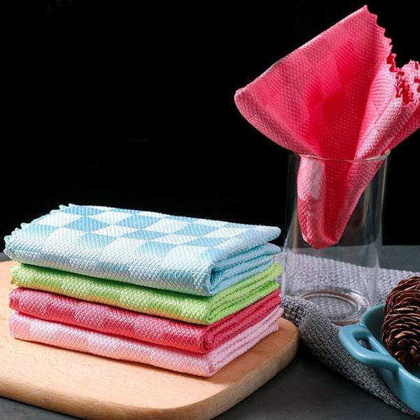 

towel 1 set wiping rag easy to clean excellent absorption microfiber fish-scale not shed cleaning for home cloth