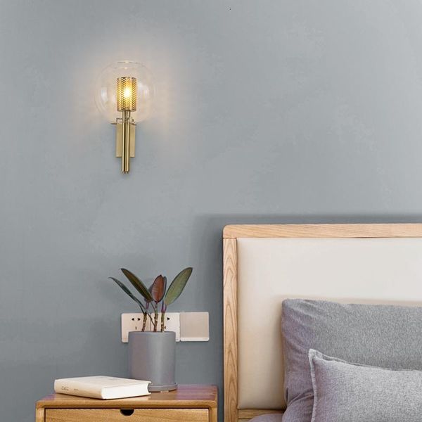 

designer wall lamp northern europe modern concise bedroom bedside model between l villa full copper wall lamp vanity light