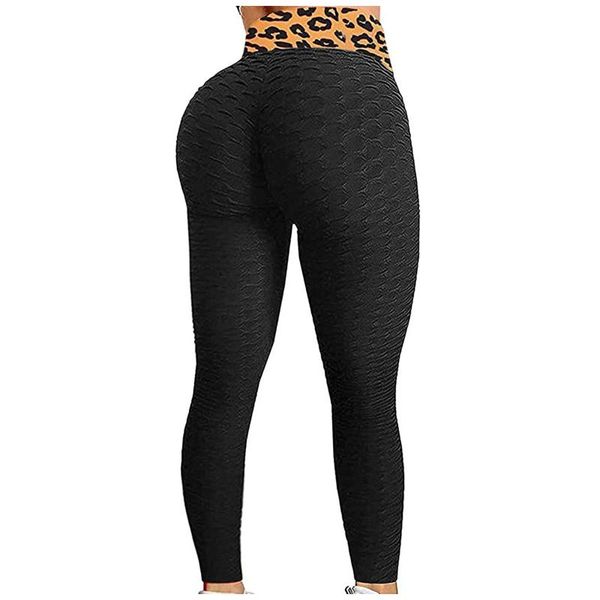 

women's leggings high waist push up leggins sport women fitness running solid color pants elastic trousers gym tights #t1g, Black