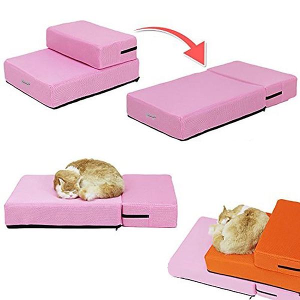 

2021 breathable mesh foldable pet stairs detachable pet bed stairs dog ramp 2 steps ladder for small dogs puppy cat bed m/l