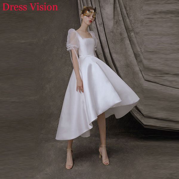

2021 wedding vestidos novia robe marie vestido festa de casamento square collar y sleeves high-low fz8q, White