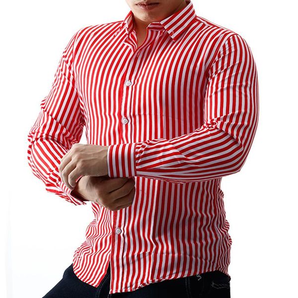 

men's long sleeve shirts striped square collar men clothing standard-fit business casual office formal shirt s0116, White;black