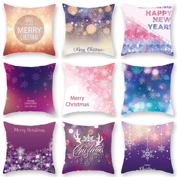 

2021 new christmas pink snowflake digital printing cushion pillow home pillowcase for home decoration pillow case