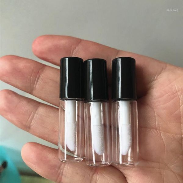 

1.5ml empty lip gloss tubes black,gold,silver lid tube clear mini sample vials lipstick cosmetic packing container storage bottles & ja jars