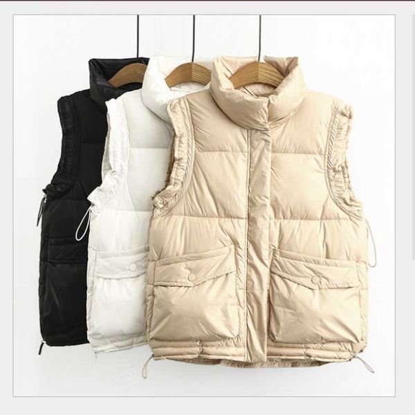 

women's vests fashion plus size cotton-padded clothes western style, 2021 autumn and winter all-match casual vest, Black;white