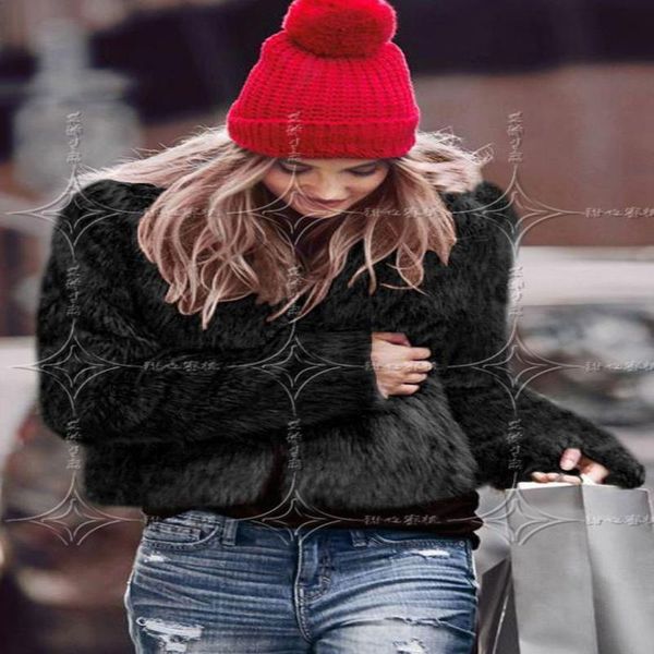 

fashion women streetwear brown jacket fur long sleeve o-neck short coats rabbit grey black white parka outwear jackets ojbpg
