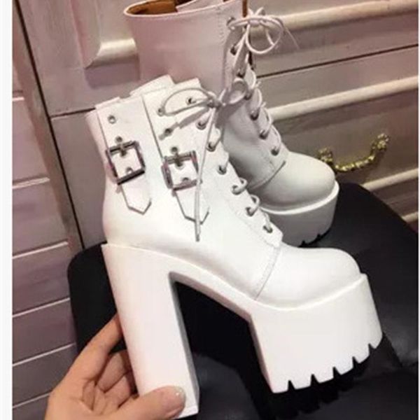 

boots classic hentian high heel belt buckle, Black