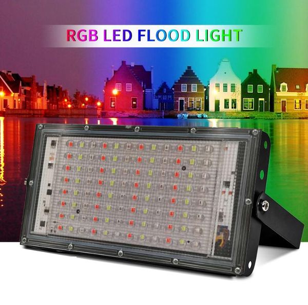 

100w rgb led spotlight outdoor rgb flood light ac220v waterproof ip66 reflector wall projector lamp with color remote controller