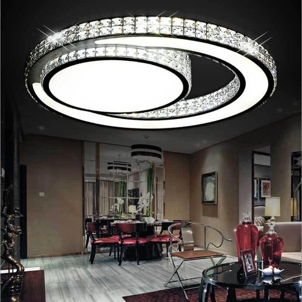 

ceiling lights ring crystal acrylic led light living room bedroom dining home& business dimming lamp lighting fixture