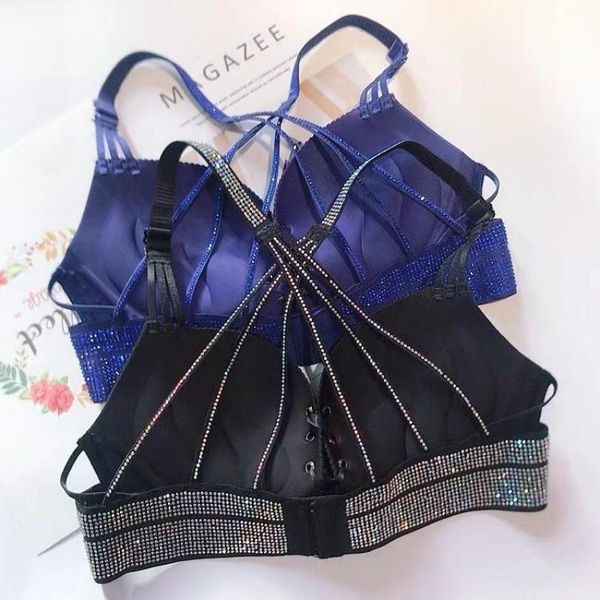 

push up bra women rhinestone bras pull-rope bra with beautiful back, Red;black