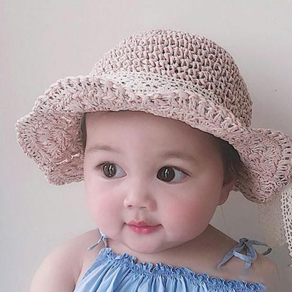 

caps & hats 2021 summer girls hat 3 colors adjustable hollow out children kids braided dome for hiking, Yellow