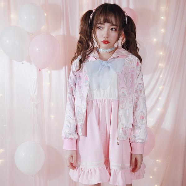 

women's wool & blends princess sweet lolita coat bobon21 exclusive design girls ice cake stick jersey jacket c1340, Black