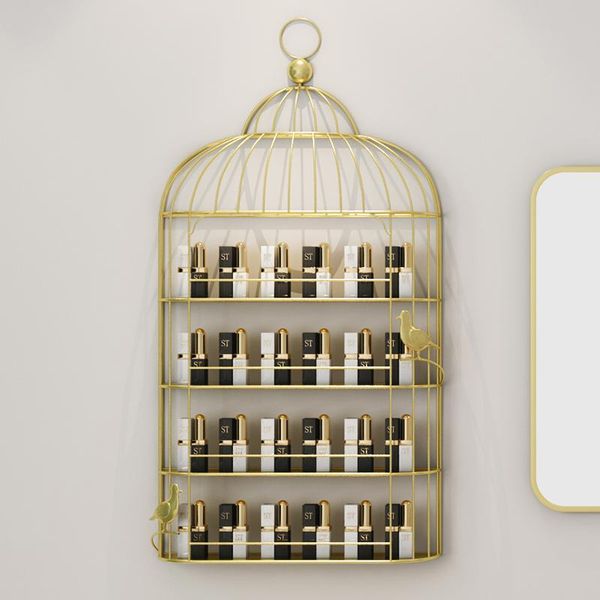 

metal paint nordic manicure storage shelf wall hanging strong load-bearing wall storage shelf makeup mask nail polish display sh