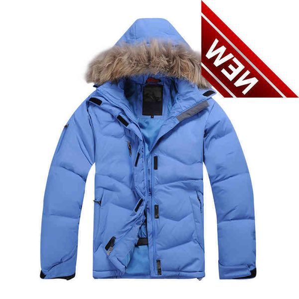 

2021 men duck down jacket winter warm coat raccoon fur waterproof hooded man coats s, Black
