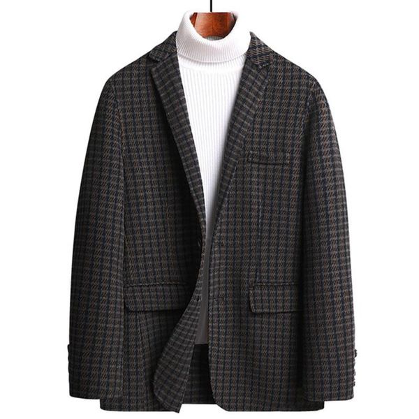 

and 2021 new autumn winter men handmade double-sided woolen jacket men youth casual warm coat, Black