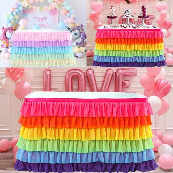 

5/6 layers colorful table skirt tulle tutu table skirt cover party birthday festive rectangle tablecloth for wedding party